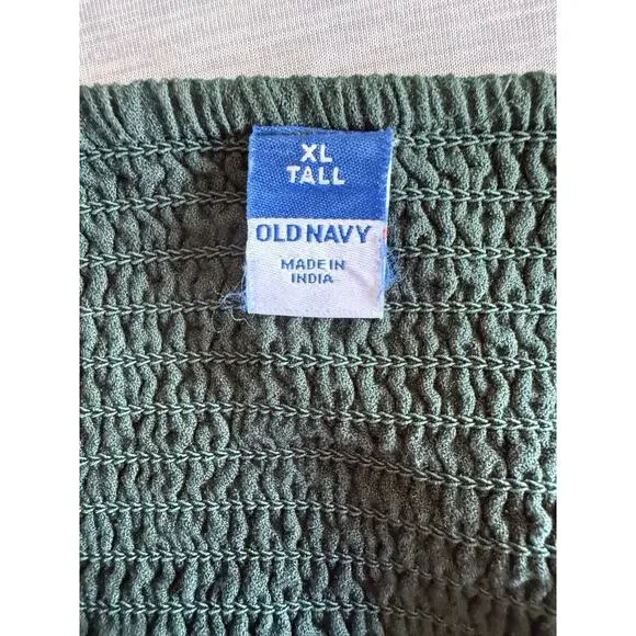 Old Navy Fit Flare Peasant Midi Dress Size XL Tall Heritage Holiday Smocked - Picture 10 of 13